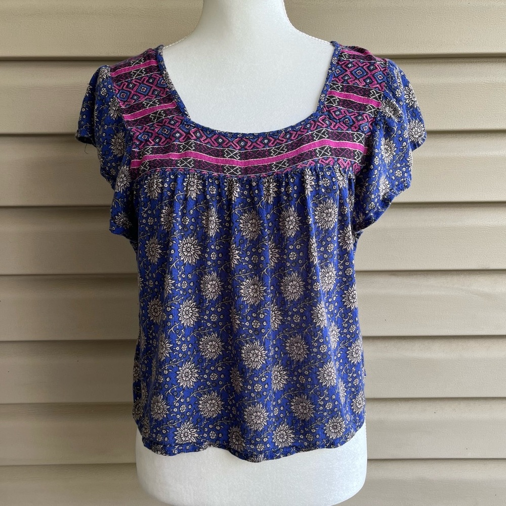 •Hollister•  Bohemian Patterned Square Neck Top - Size Small
